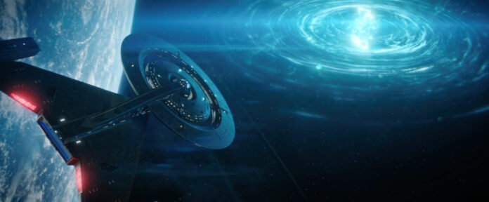 Die U.S.S. Discovery und die temporale Anomalie in "Light and Shadows" (Szenenfoto: CBS)