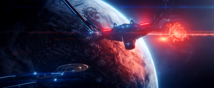 Die Discovery, die NCIA-93 und ein rotes Wurmloch in "The Red Angel" (Szenenfoto: CBS)