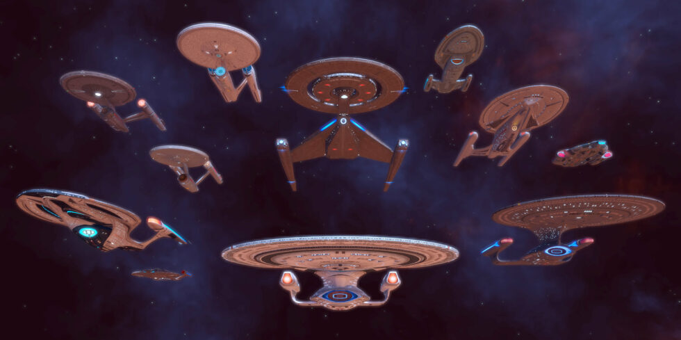 Die "Legacy"-Föderationsflotte in "Measure of Morality" (Screenshot: Cryptic Studios)