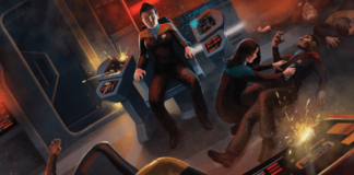 Star Trek Rollenspiel: Der Kreativität sind keine Grenzen gesetzt Illustration, das eine Kampfszene auf einer Raumschiff Brücke zeigt