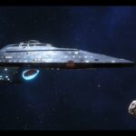U.S.S. Voyager vor einer Asteroiden Station