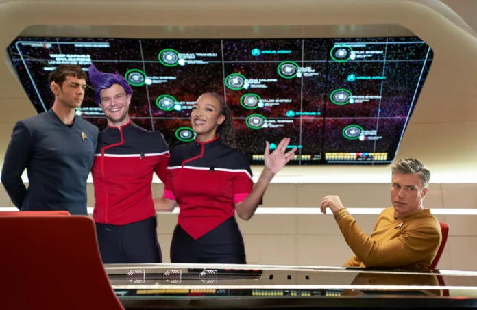 Crossover von "Strange Nrew Worlds" und "Lower Decks" (Fotomontage)