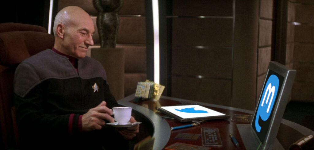 Picard mit Twitter und Mastodon