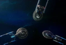 On Screen! Echtzeitbesprechung zu “Star Trek: Picard” 3×06 “Die Bounty” Drei Schiffe der Sternenflotte in "Bounty" (Szenenphoto: Paramount)