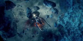 On Screen! Unsere Echtzeitbesprechung zu Star Trek: Picard 3×04 “Die Pattsituation” Die Titan fällt in die Gravitationsanomalie in "No Win Scenario" (Szenenphoto: Paramount)