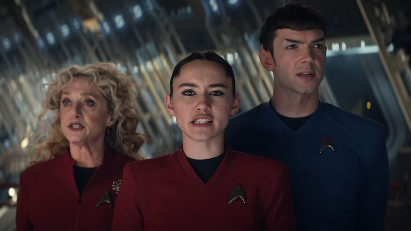 "Star Trek: Strange New Worlds", Musical-Episode (2x09), Pelia, La'an, Spock (Bild: Paramount+)