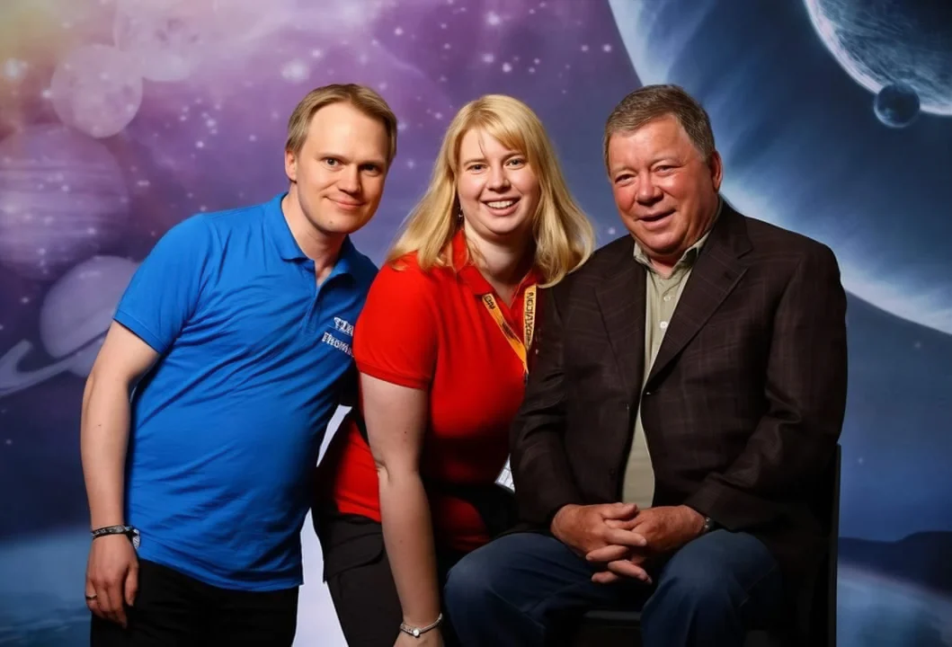 Thomas und Sara Hoeft mit William Shatner im Confoto (2015)