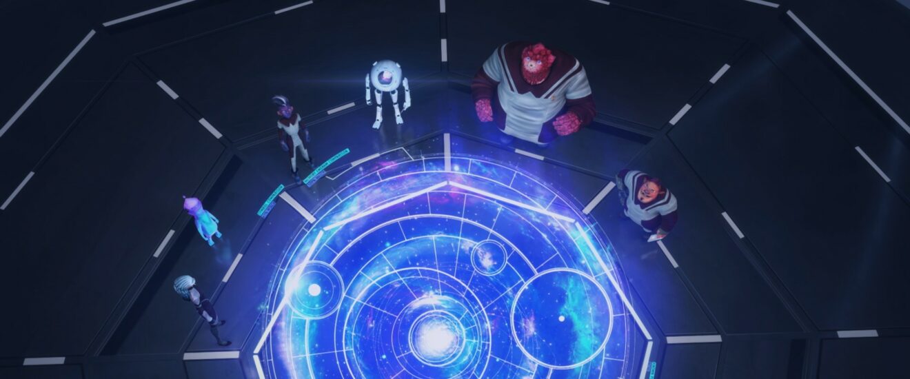 Die Gang studiert eine Weltraumkarte in "Imposter Syndrome" (Szenenbild: Paramount Global/CBS Studios)